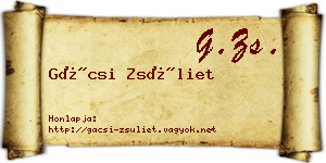 Gácsi Zsüliet névjegykártya